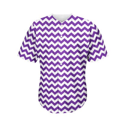 Purple And White Chevron Pattern Print Men's Baseball Jersey