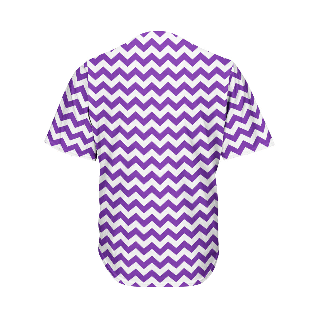 Purple And White Chevron Pattern Print Men's Baseball Jersey