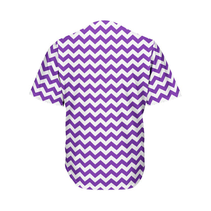 Purple And White Chevron Pattern Print Men's Baseball Jersey