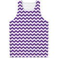 Purple And White Chevron Pattern Print Men's Tank Top