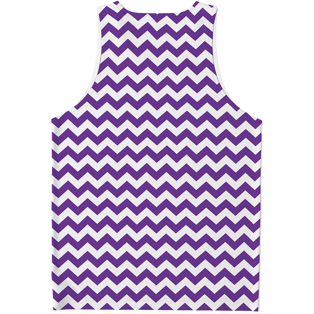 Purple And White Chevron Pattern Print Men's Tank Top