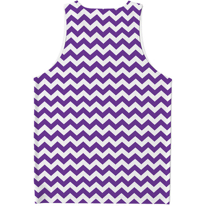 Purple And White Chevron Pattern Print Men's Tank Top