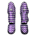 Purple And White Chevron Pattern Print Muay Thai Shin Guards