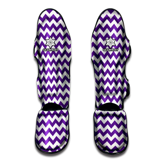 Purple And White Chevron Pattern Print Muay Thai Shin Guard