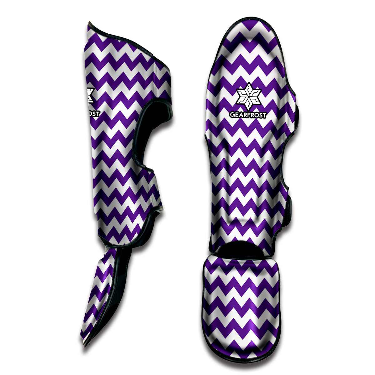 Purple And White Chevron Pattern Print Muay Thai Shin Guard