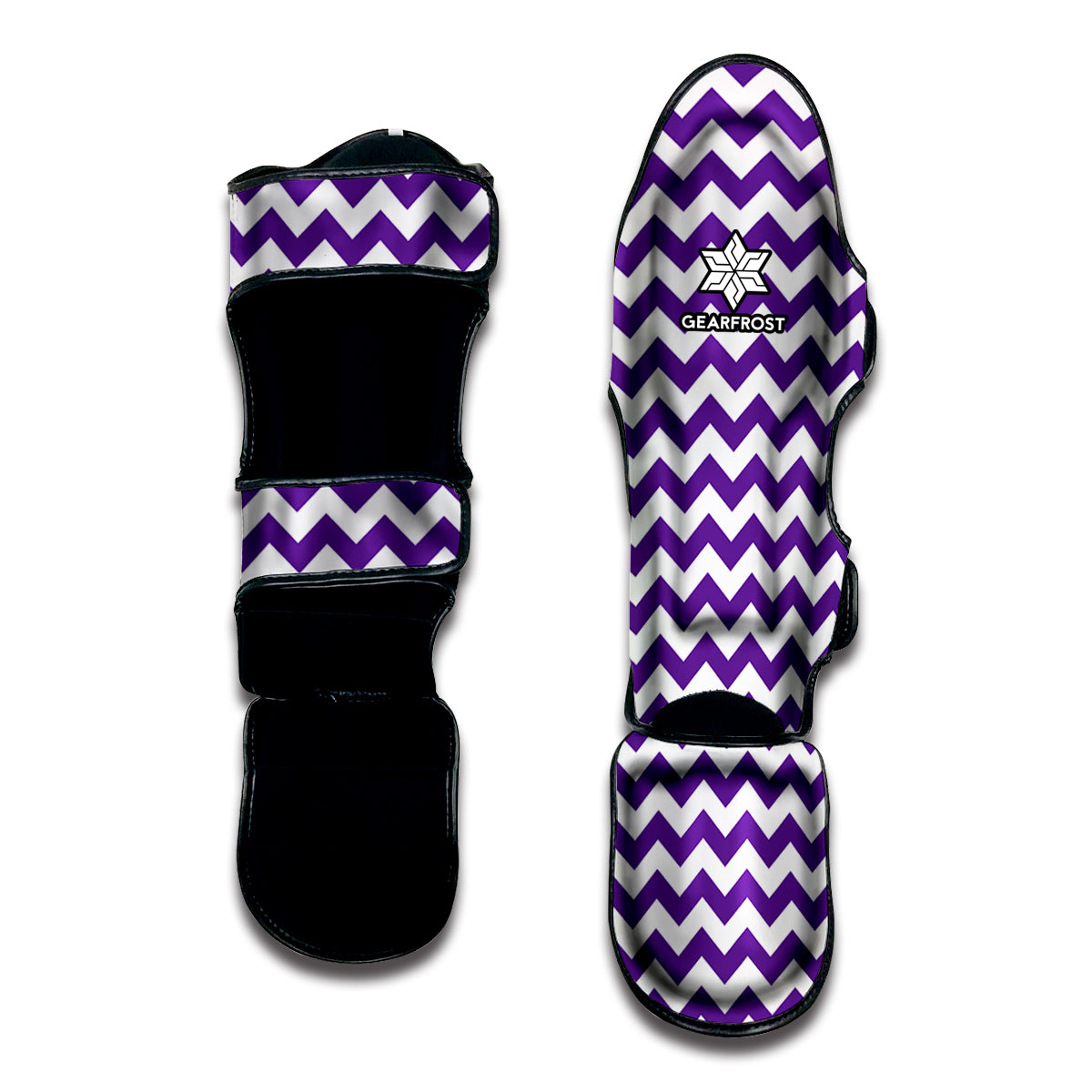 Purple And White Chevron Pattern Print Muay Thai Shin Guard
