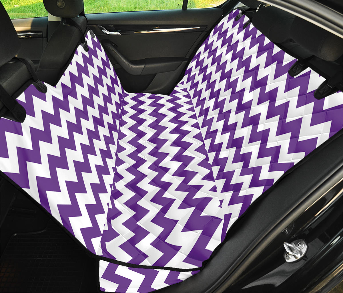 Purple And White Chevron Pattern Print Pet Car Back Seat Cover