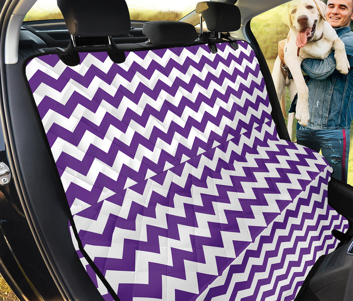 Purple And White Chevron Pattern Print Pet Car Back Seat Cover