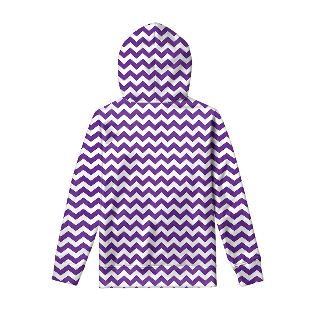 Purple And White Chevron Pattern Print Pullover Hoodie