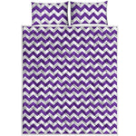 Purple And White Chevron Pattern Print Quilt Bed Set