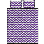 Purple And White Chevron Pattern Print Quilt Bed Set