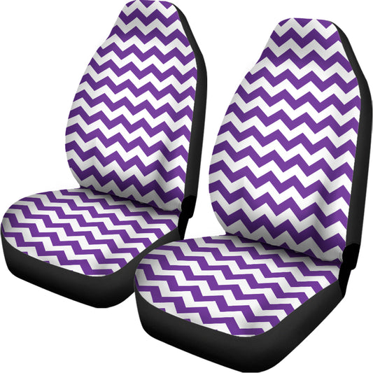 Purple And White Chevron Pattern Print Universal Fit Car Seat Covers