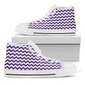 Purple And White Chevron Pattern Print White High Top Sneakers