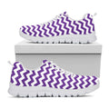 Purple And White Chevron Pattern Print White Running Shoes