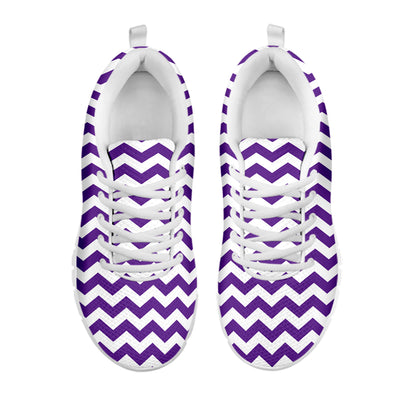 Purple And White Chevron Pattern Print White Sneakers