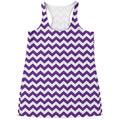 Purple And White Chevron Pattern Print Women's Racerback Tank Top