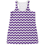 Purple And White Chevron Pattern Print Women's Racerback Tank Top