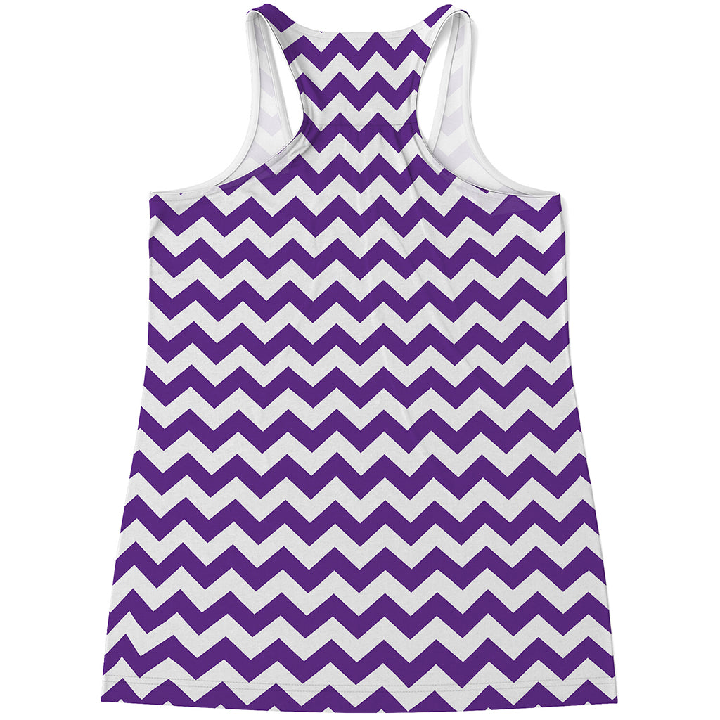 Purple And White Chevron Pattern Print Women's Racerback Tank Top