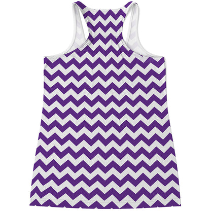 Purple And White Chevron Pattern Print Women's Racerback Tank Top