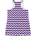 Purple And White Chevron Pattern Print Women's Racerback Tank Top