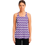 Purple And White Chevron Pattern Print Women's Racerback Tank Top