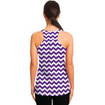 Purple And White Chevron Pattern Print Women's Racerback Tank Top