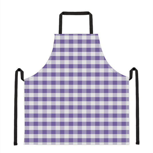 Purple And White Gingham Pattern Print Apron