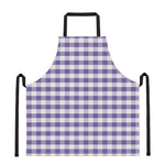 Purple And White Gingham Pattern Print Apron