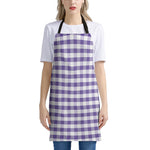Purple And White Gingham Pattern Print Apron