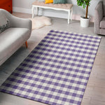 Purple And White Gingham Pattern Print Area Rug
