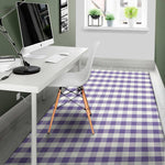 Purple And White Gingham Pattern Print Area Rug
