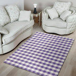Purple And White Gingham Pattern Print Area Rug