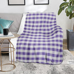 Purple And White Gingham Pattern Print Blanket