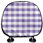 Purple And White Gingham Pattern Print Car Headrest Covers