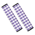 Purple And White Gingham Pattern Print Car Seat Belt Covers