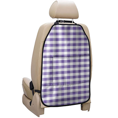 Purple And White Gingham Pattern Print Car Seat Organizers