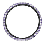 Purple And White Gingham Pattern Print Car Steering Wheel Cover
