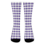Purple And White Gingham Pattern Print Crew Socks