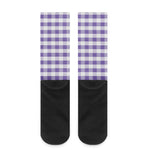 Purple And White Gingham Pattern Print Crew Socks