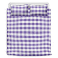 Purple And White Gingham Pattern Print Duvet Cover Bedding Set