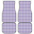 Purple And White Gingham Pattern Print Front and Back Car Floor Mats