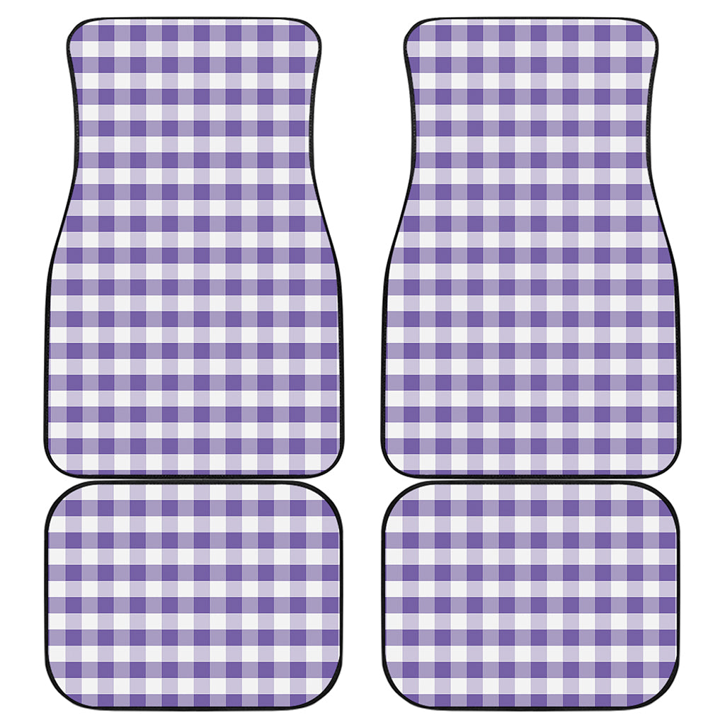 Purple And White Gingham Pattern Print Front and Back Car Floor Mats