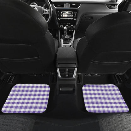 Purple And White Gingham Pattern Print Front and Back Car Floor Mats