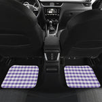 Purple And White Gingham Pattern Print Front and Back Car Floor Mats