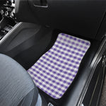 Purple And White Gingham Pattern Print Front and Back Car Floor Mats