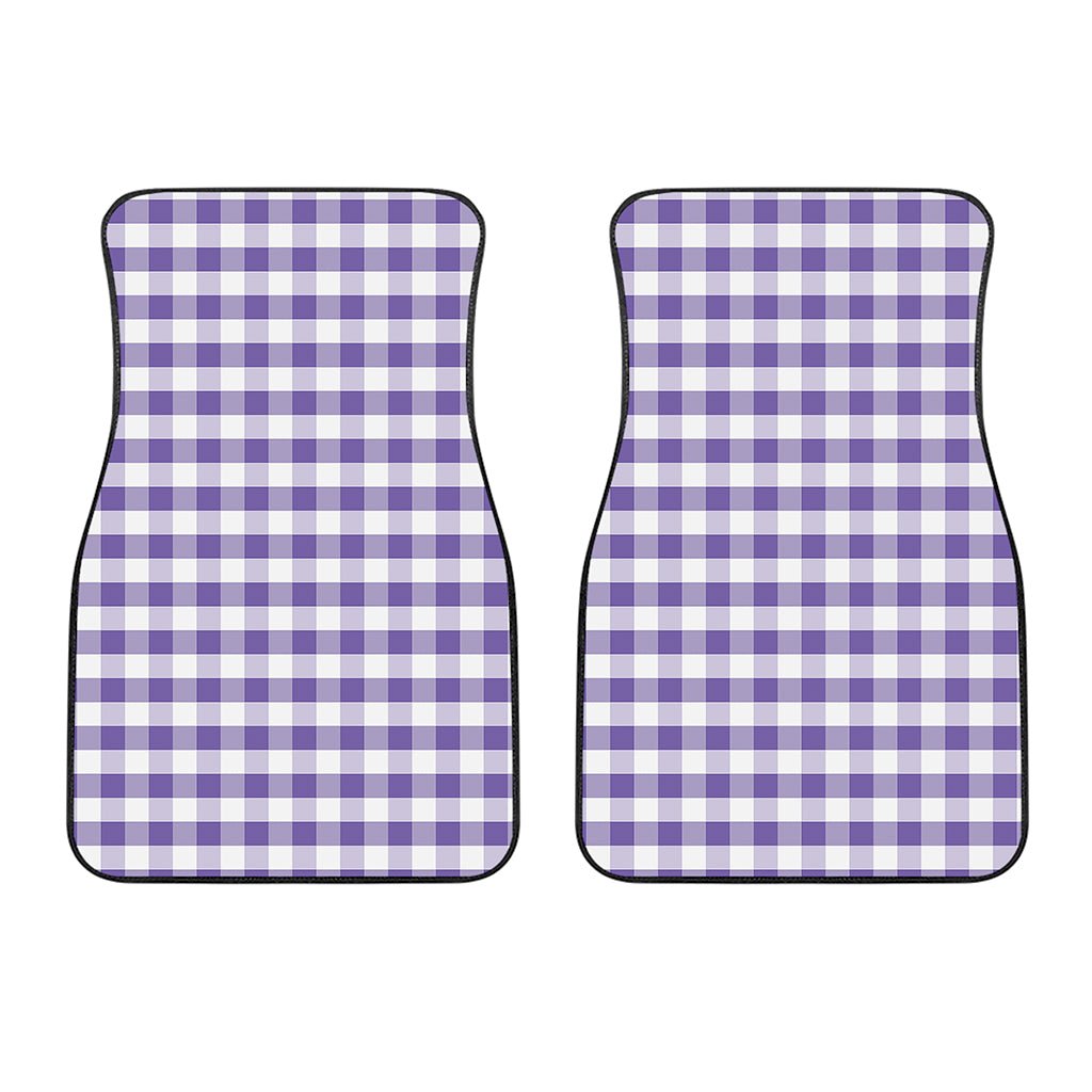 Purple And White Gingham Pattern Print Front Car Floor Mats