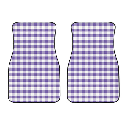 Purple And White Gingham Pattern Print Front Car Floor Mats