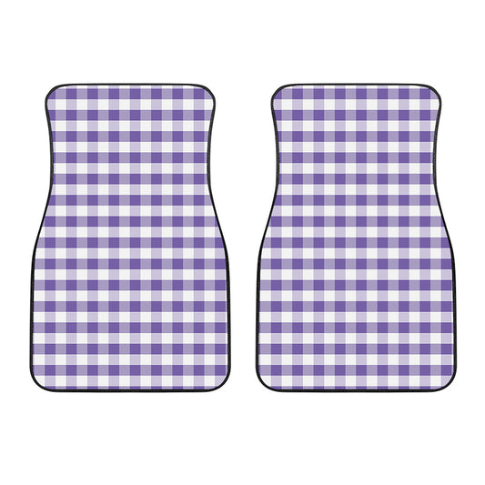 Purple And White Gingham Pattern Print Front Car Floor Mats