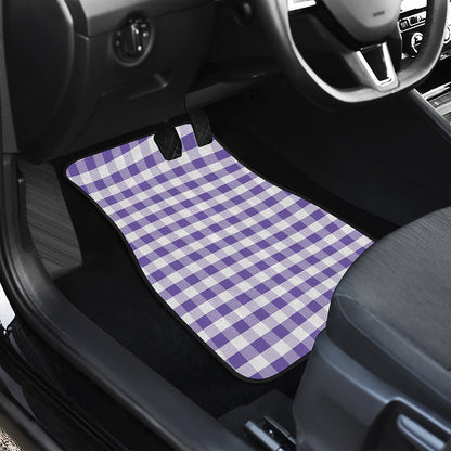 Purple And White Gingham Pattern Print Front Car Floor Mats