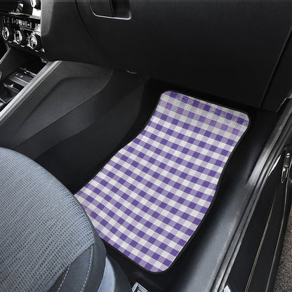 Purple And White Gingham Pattern Print Front Car Floor Mats
